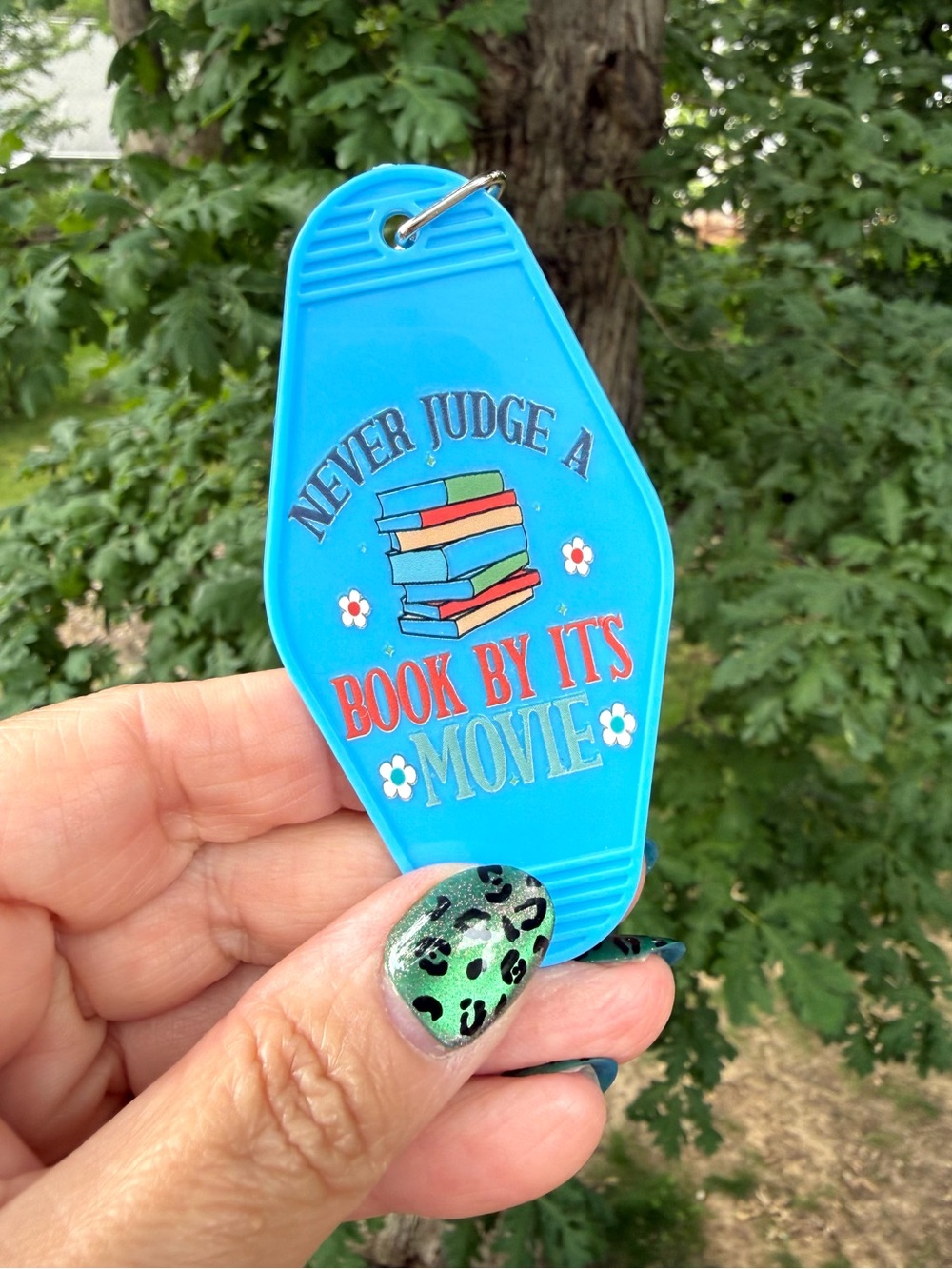 Vintage style motel key 3.5” keychain reading-themed bookworm gift idea